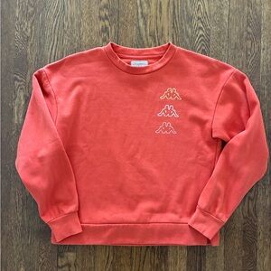 Kappa Coral Red Crewneck Sweatshirt with Triple Logo